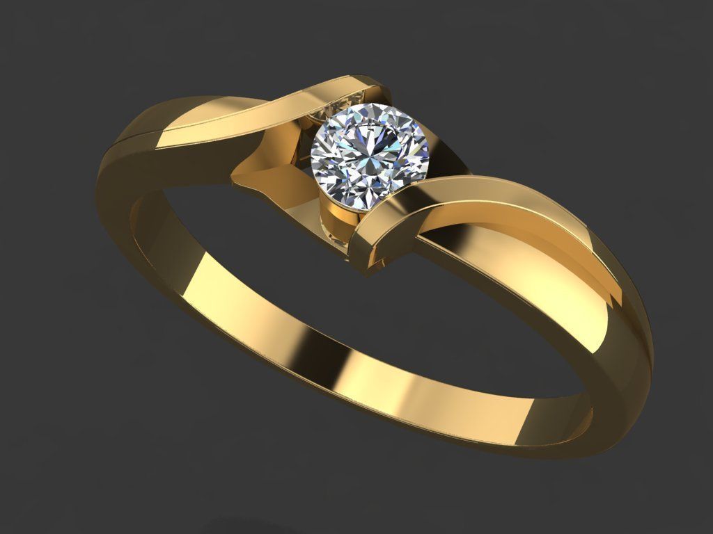Ring ring 1 diamond 016ct 3D print model_10