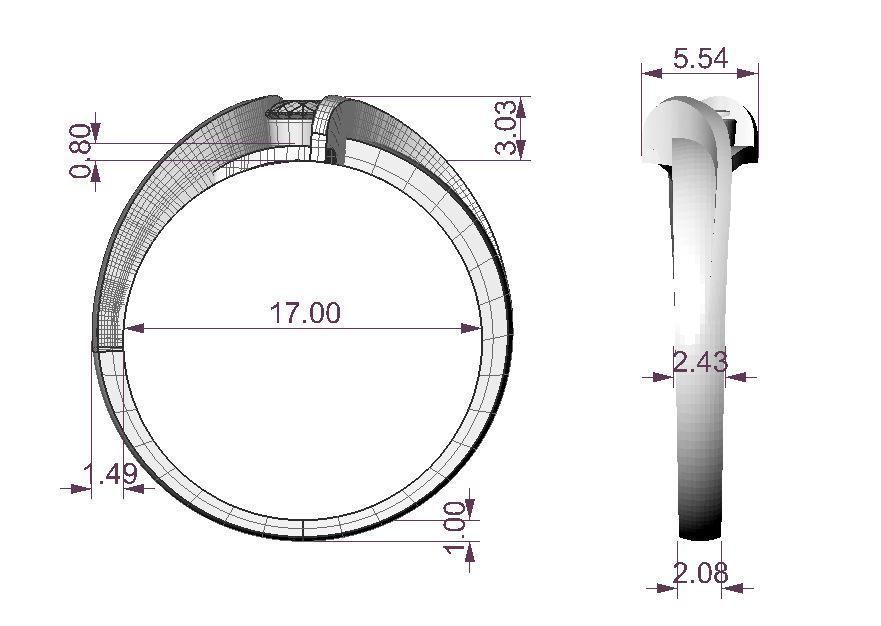 Ring ring 1 diamond 016ct 3D print model_3