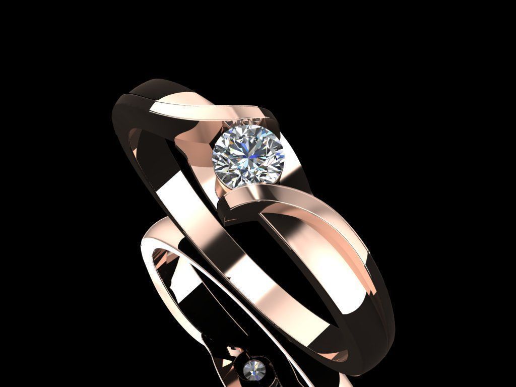 Ring ring 1 diamond 016ct 3D print model_9