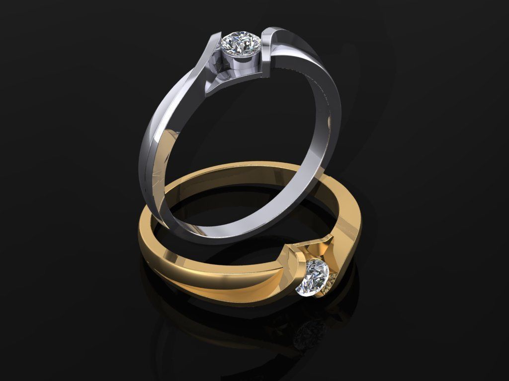 Ring ring 1 diamond 016ct 3D print model_5