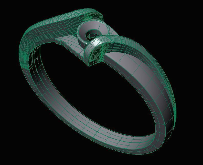 Ring ring 1 diamond 016ct 3D print model_13
