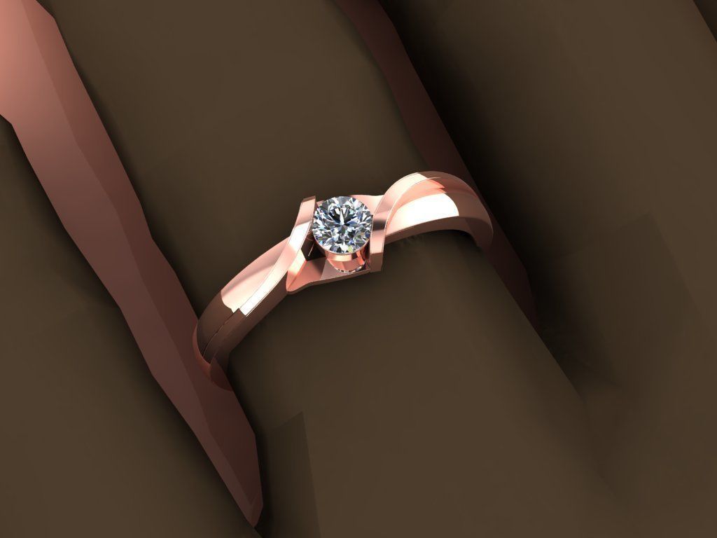 Ring ring 1 diamond 016ct 3D print model_8