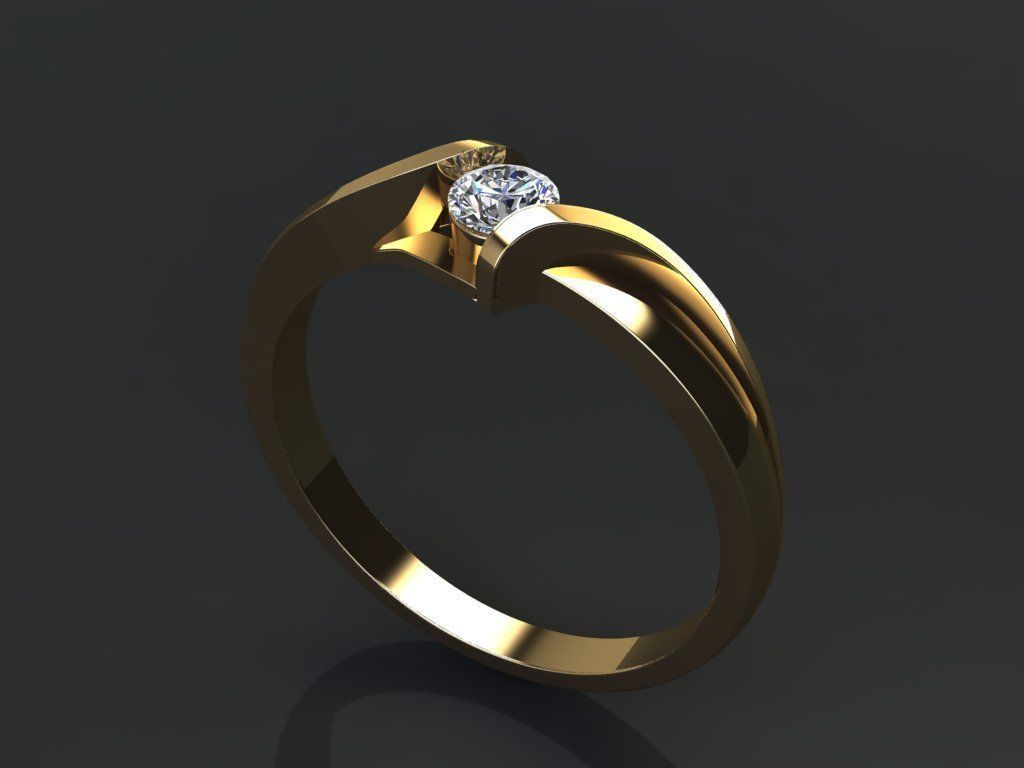 Ring ring 1 diamond 016ct 3D print model_6