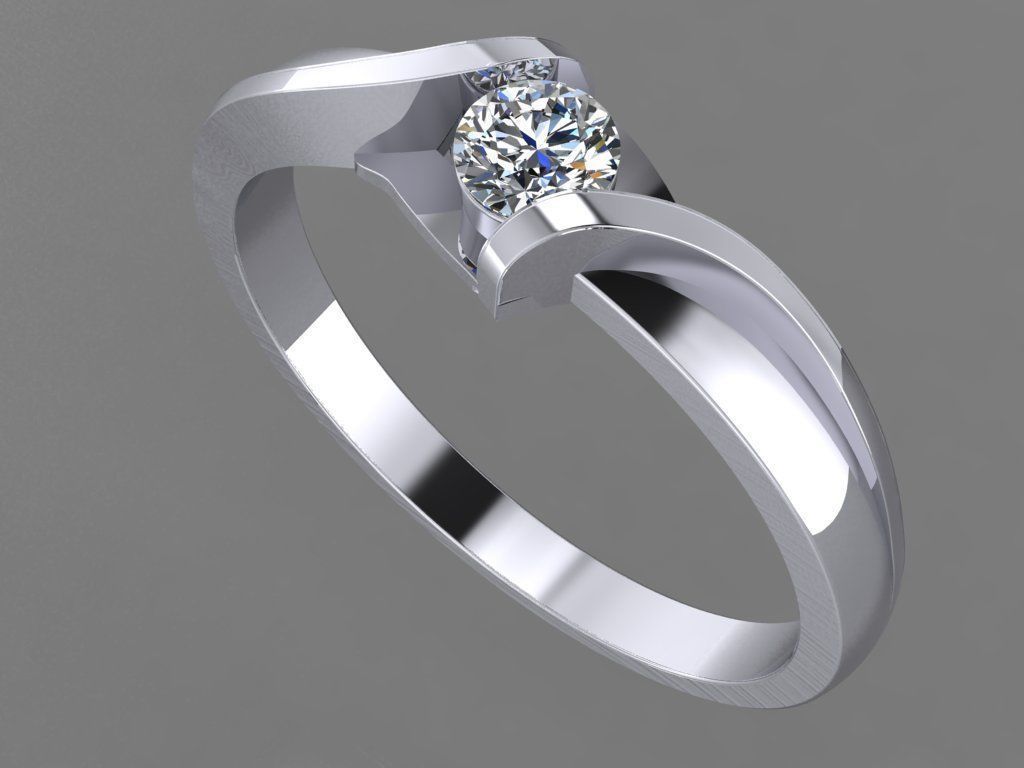 Ring ring 1 diamond 016ct 3D print model_12