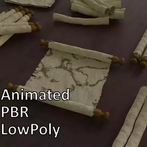 Paper scrolls animated  Low-poly 3D model