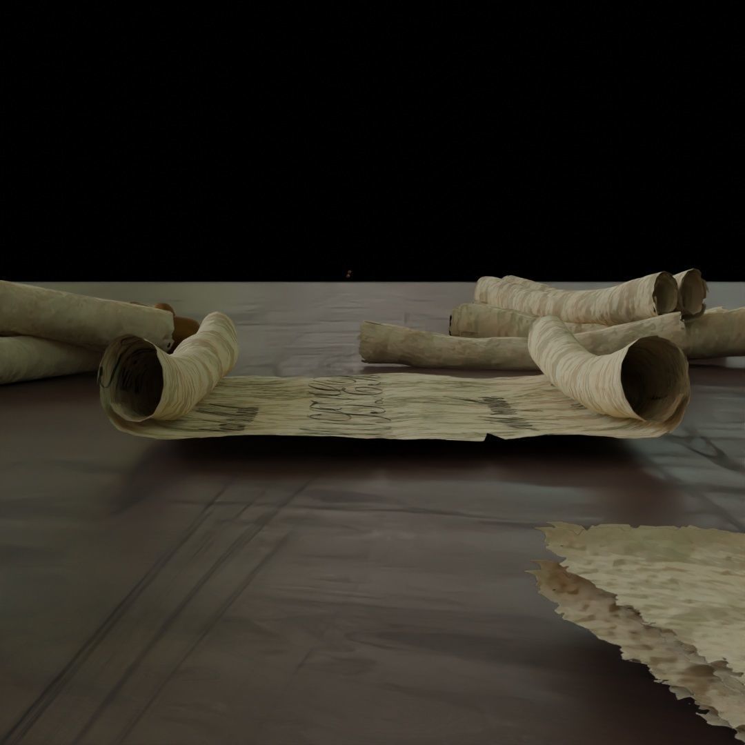 Paper scrolls animated  Low-poly 3D model_2