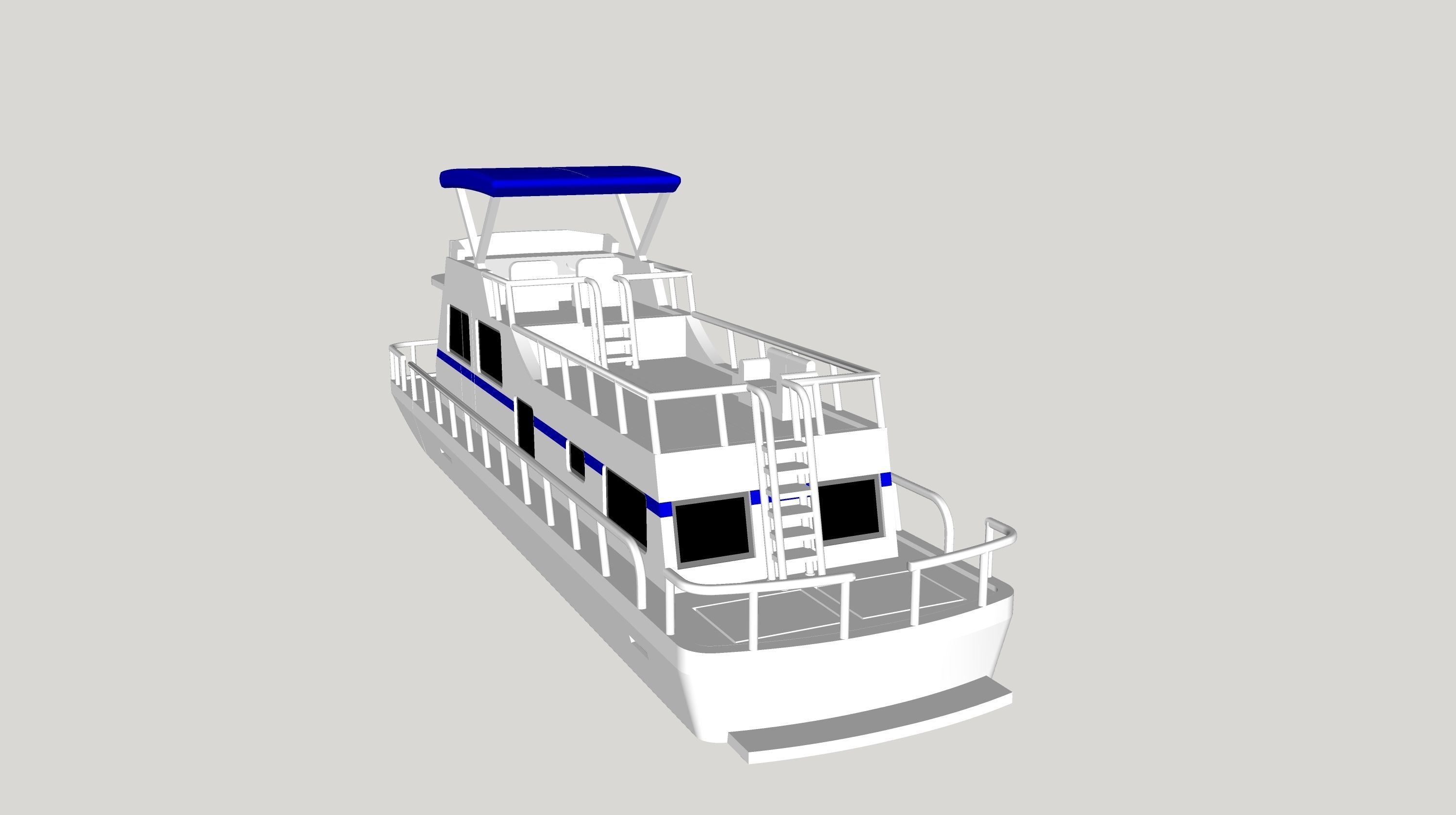 Houseboat N scale 1-160 3D print model_3
