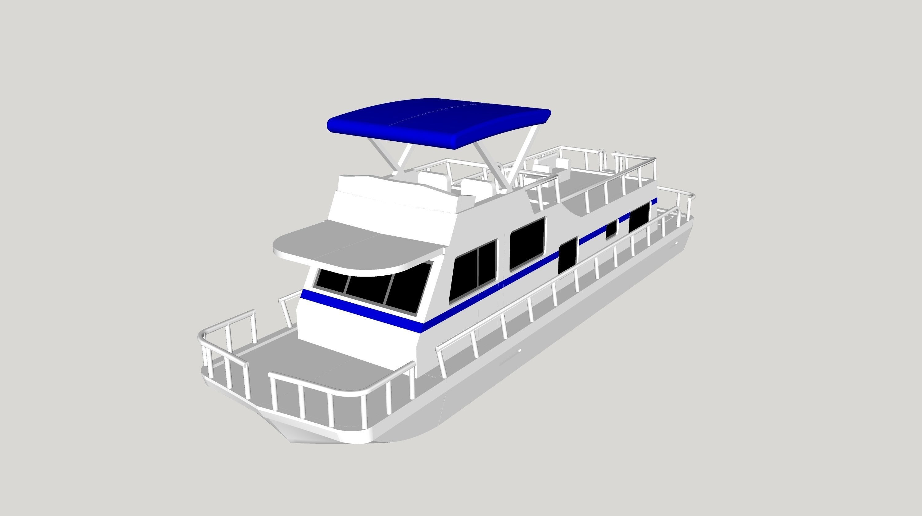 Houseboat N scale 1-160 3D print model_1