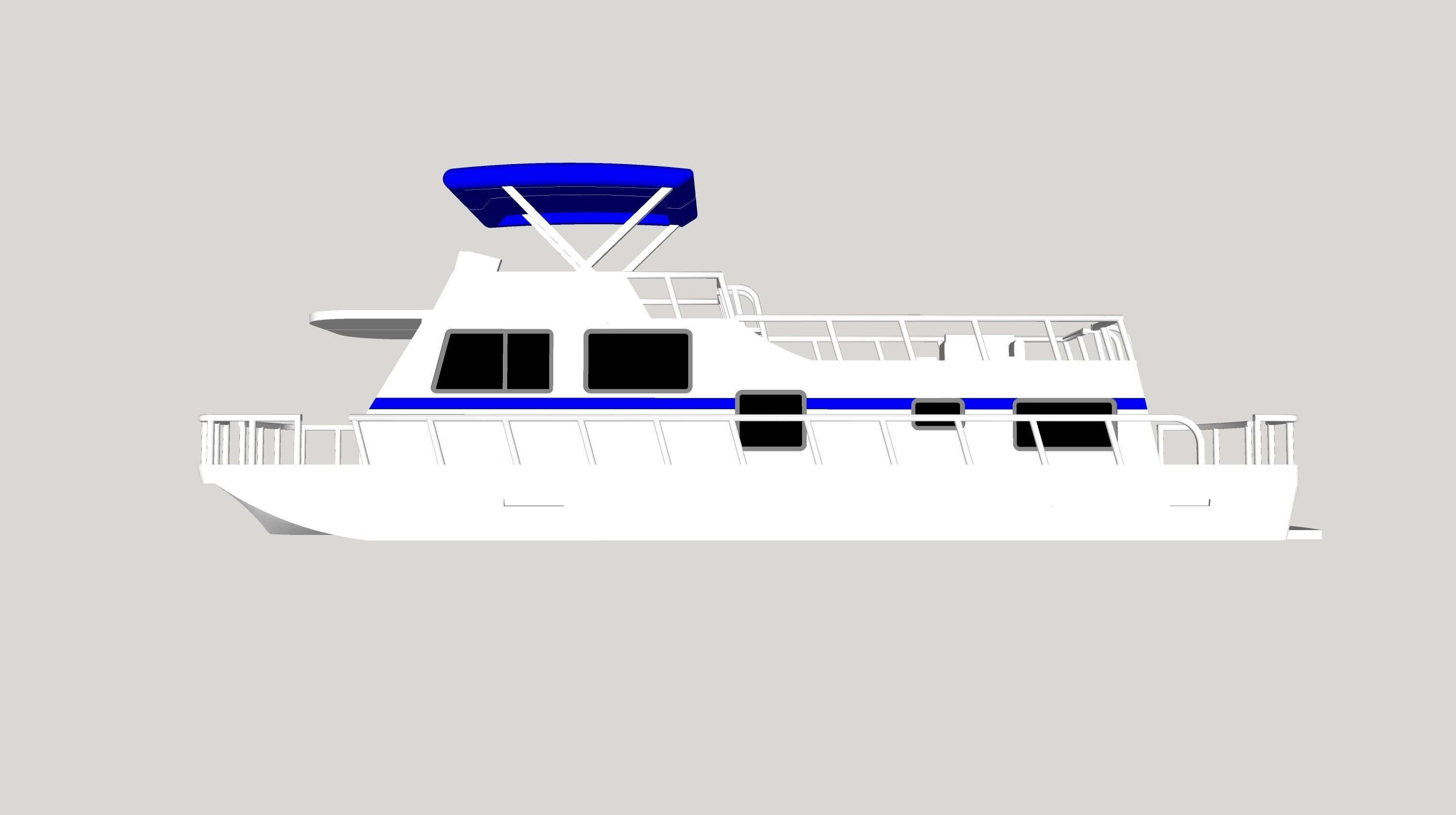 Houseboat N scale 1-160 3D print model_2