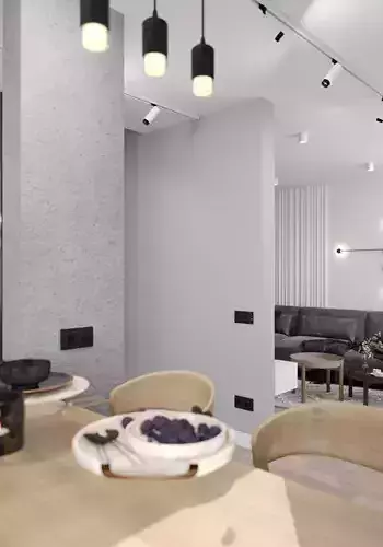 3D visualization of livingroom and kitchen