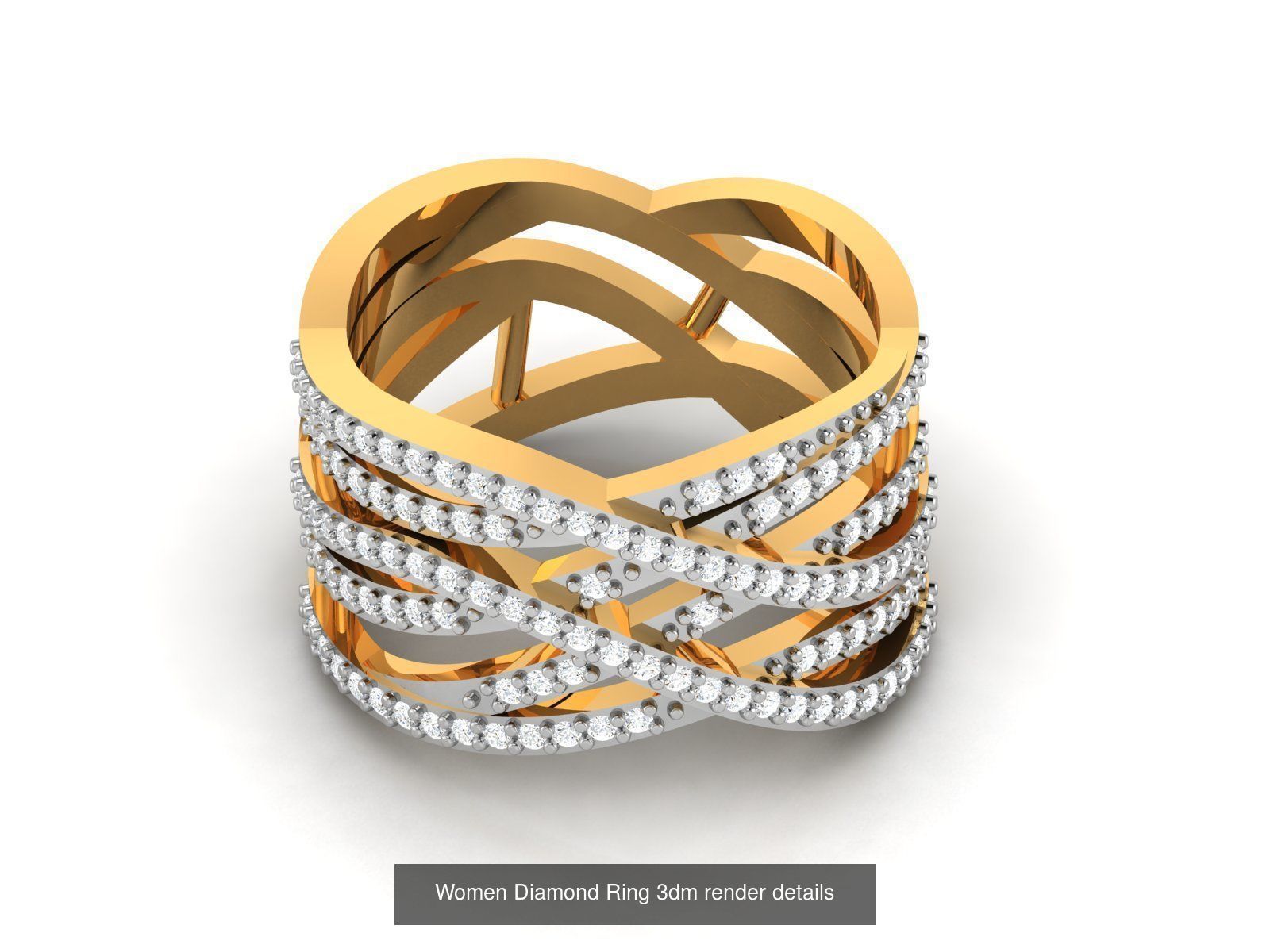38  Band Diamond Ring 3dm stl render detail 3D Model Collection_12