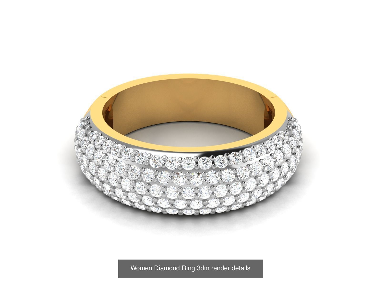 38  Band Diamond Ring 3dm stl render detail 3D Model Collection_15