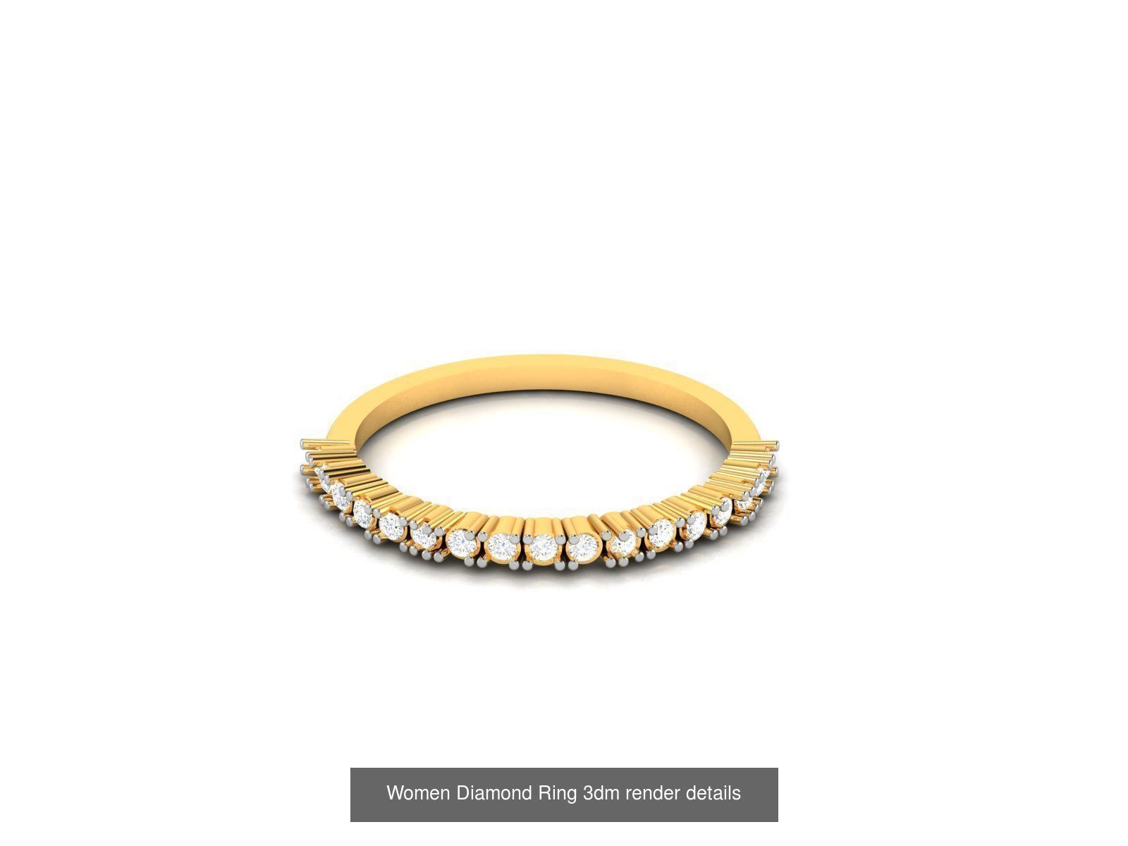 38  Band Diamond Ring 3dm stl render detail 3D Model Collection_28