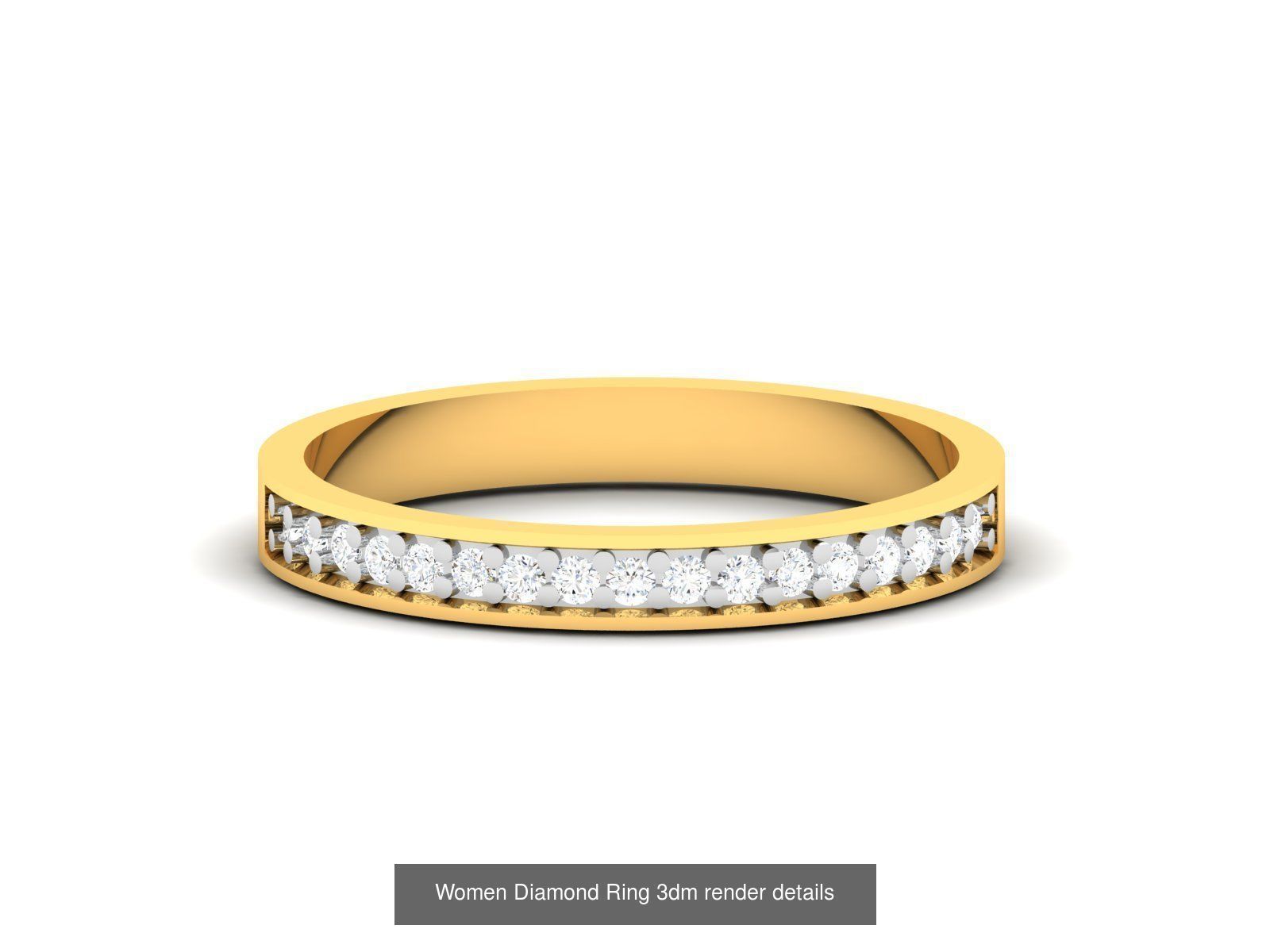 38  Band Diamond Ring 3dm stl render detail 3D Model Collection_6