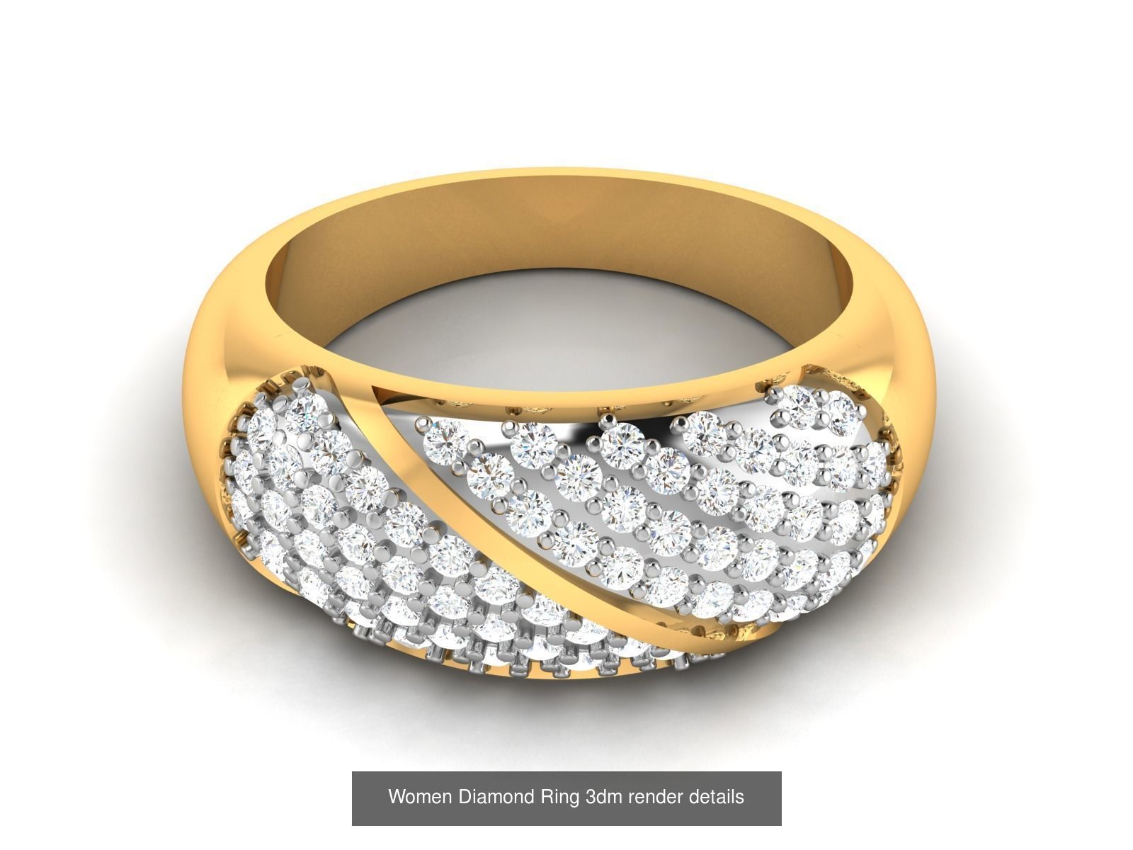 38  Band Diamond Ring 3dm stl render detail 3D Model Collection_11