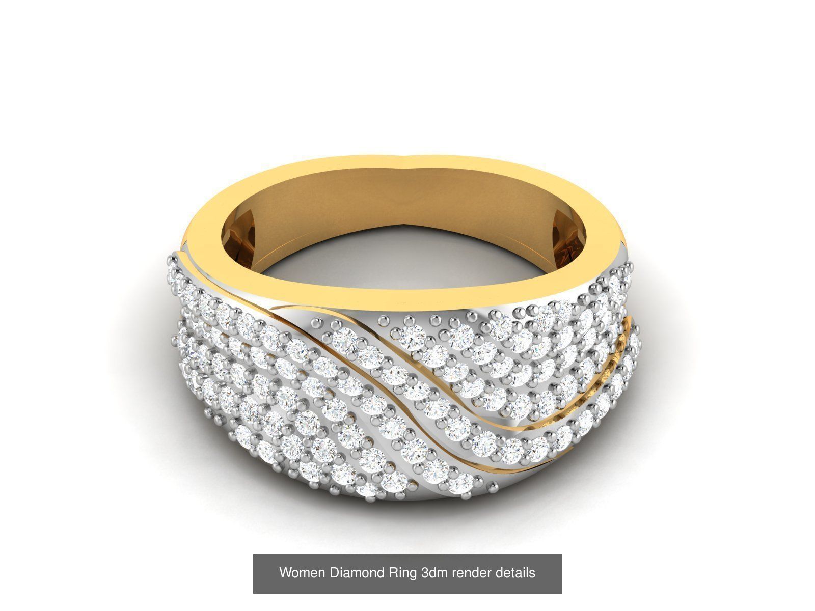 38  Band Diamond Ring 3dm stl render detail 3D Model Collection_18