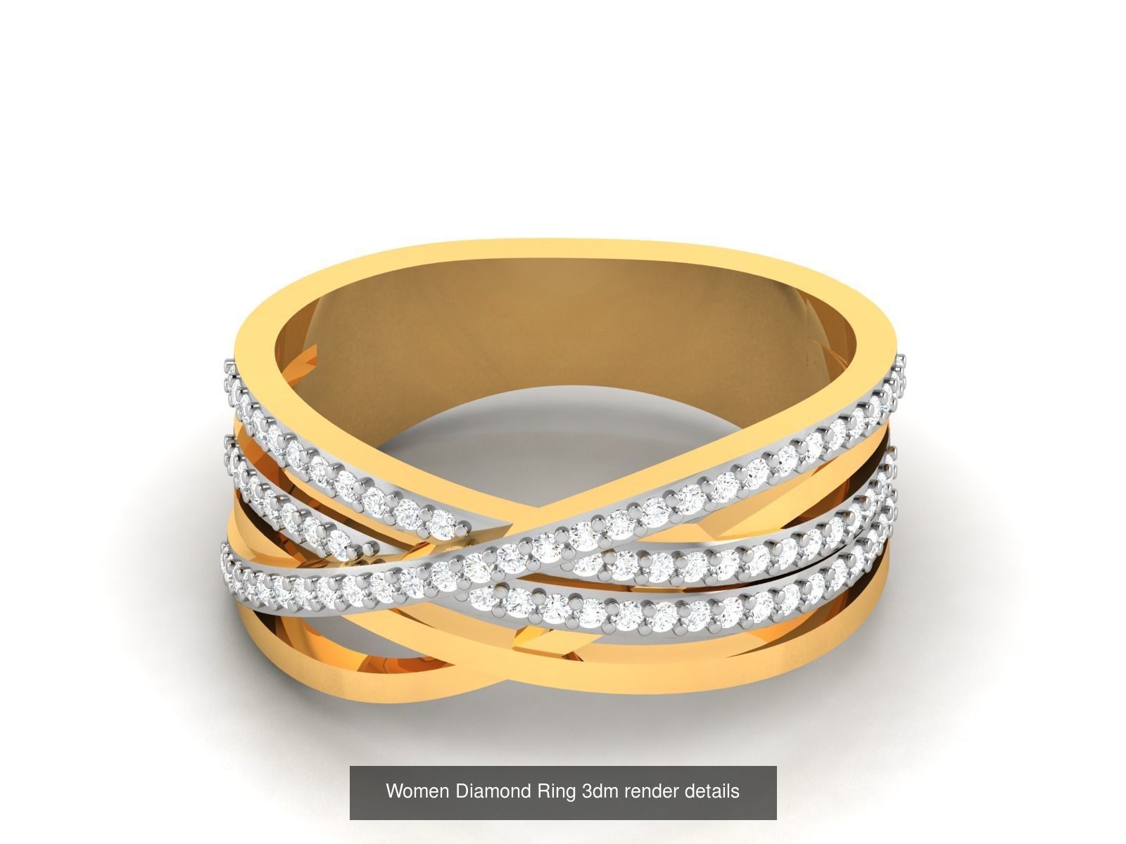 38  Band Diamond Ring 3dm stl render detail 3D Model Collection_16