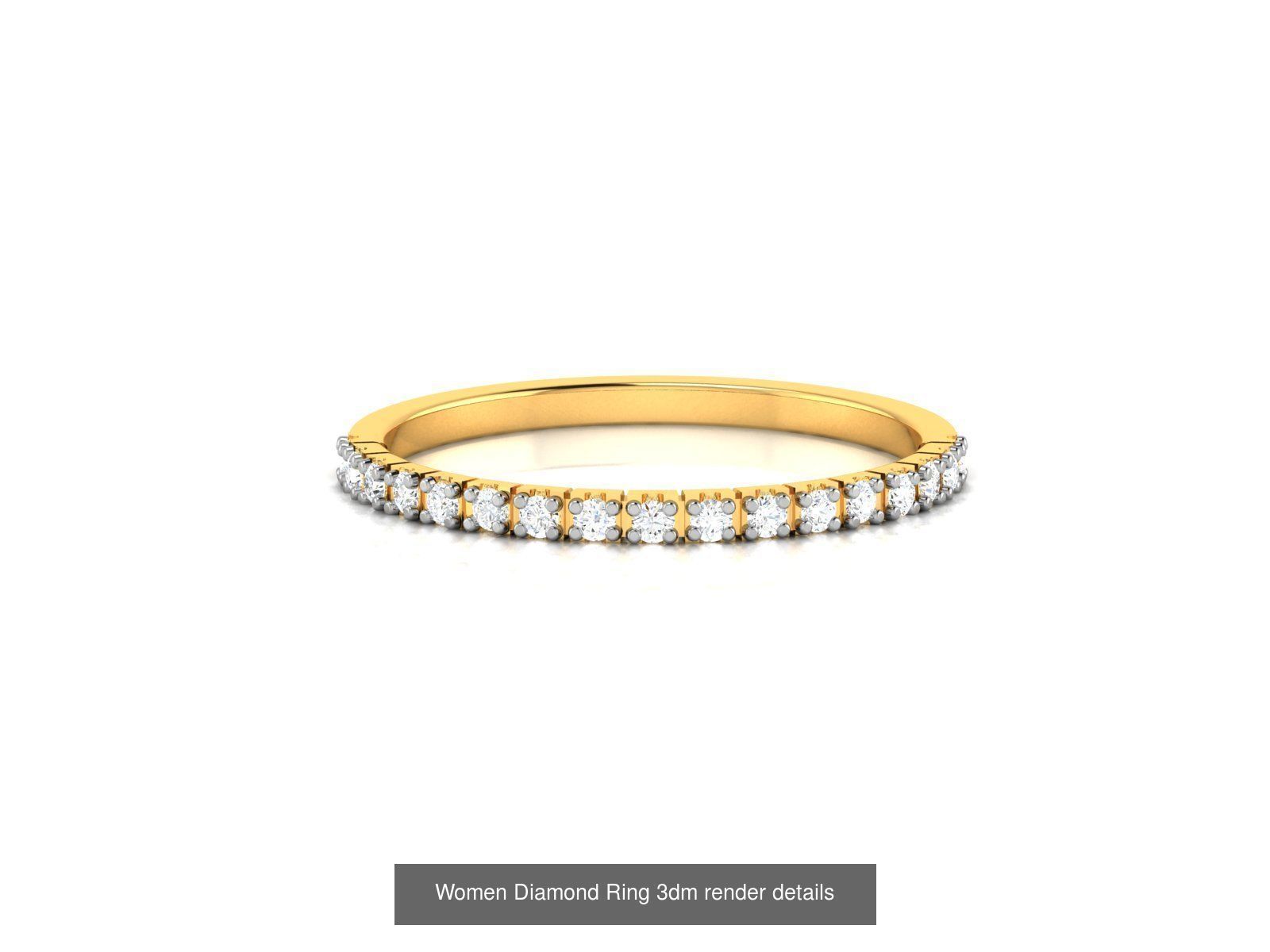38  Band Diamond Ring 3dm stl render detail 3D Model Collection_7