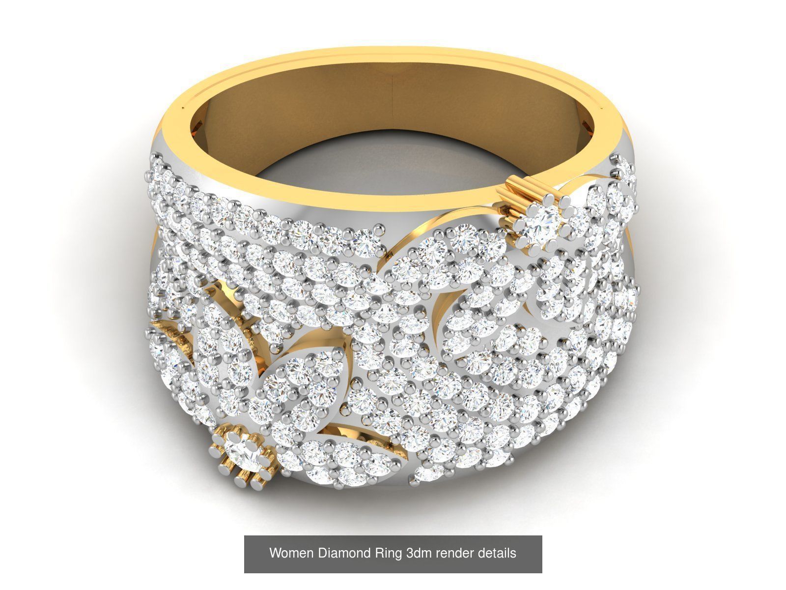38  Band Diamond Ring 3dm stl render detail 3D Model Collection_13