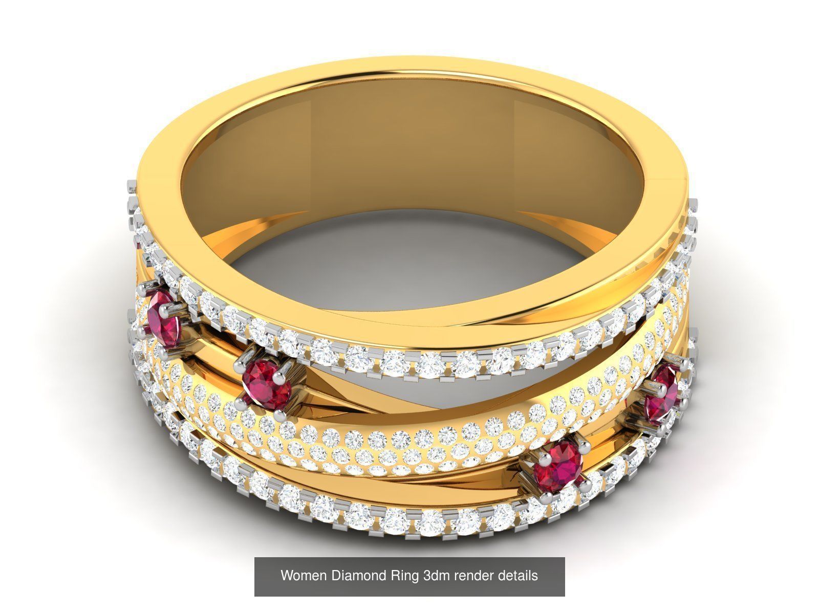 38  Band Diamond Ring 3dm stl render detail 3D Model Collection_41