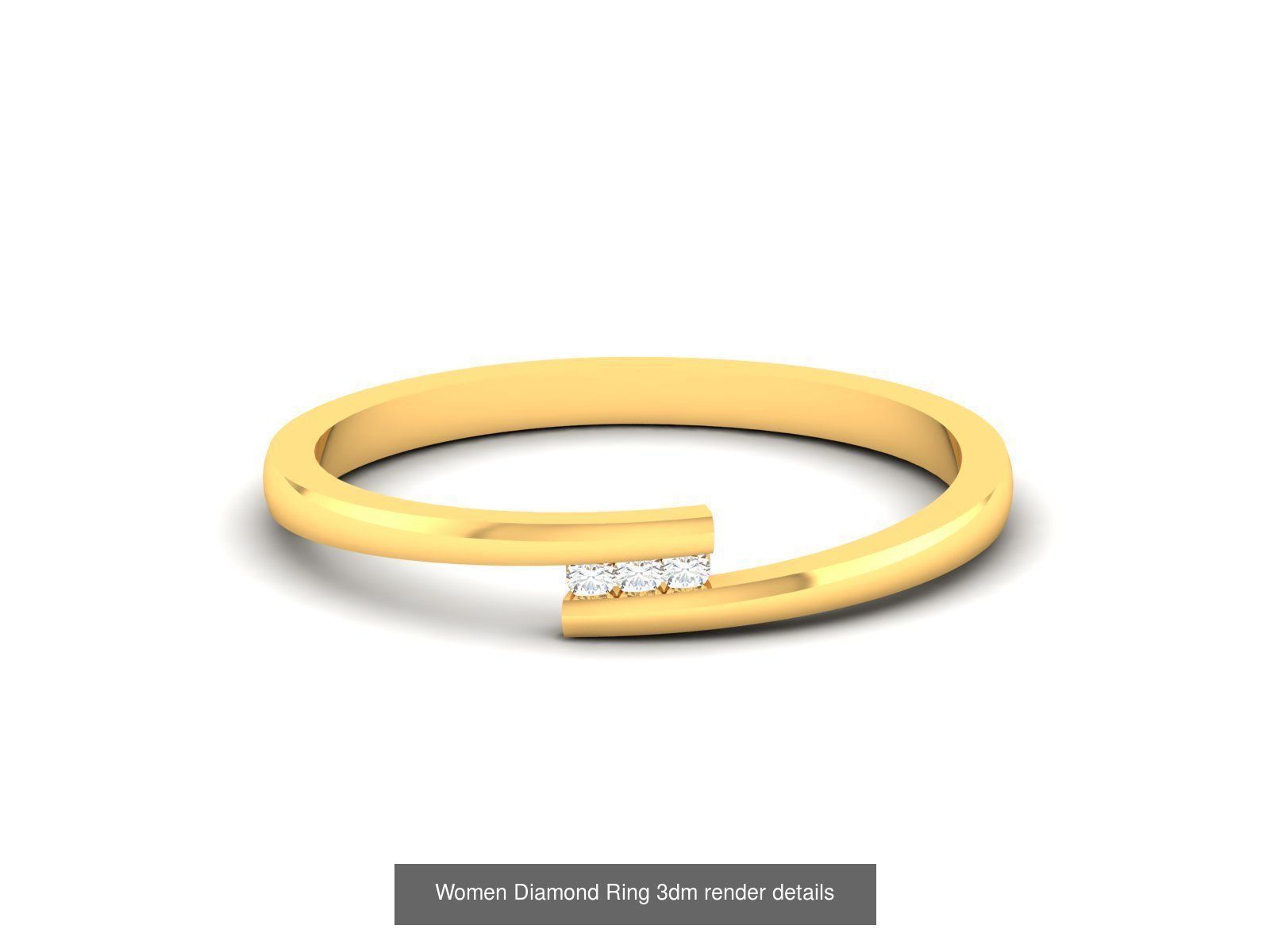 38  Band Diamond Ring 3dm stl render detail 3D Model Collection_38