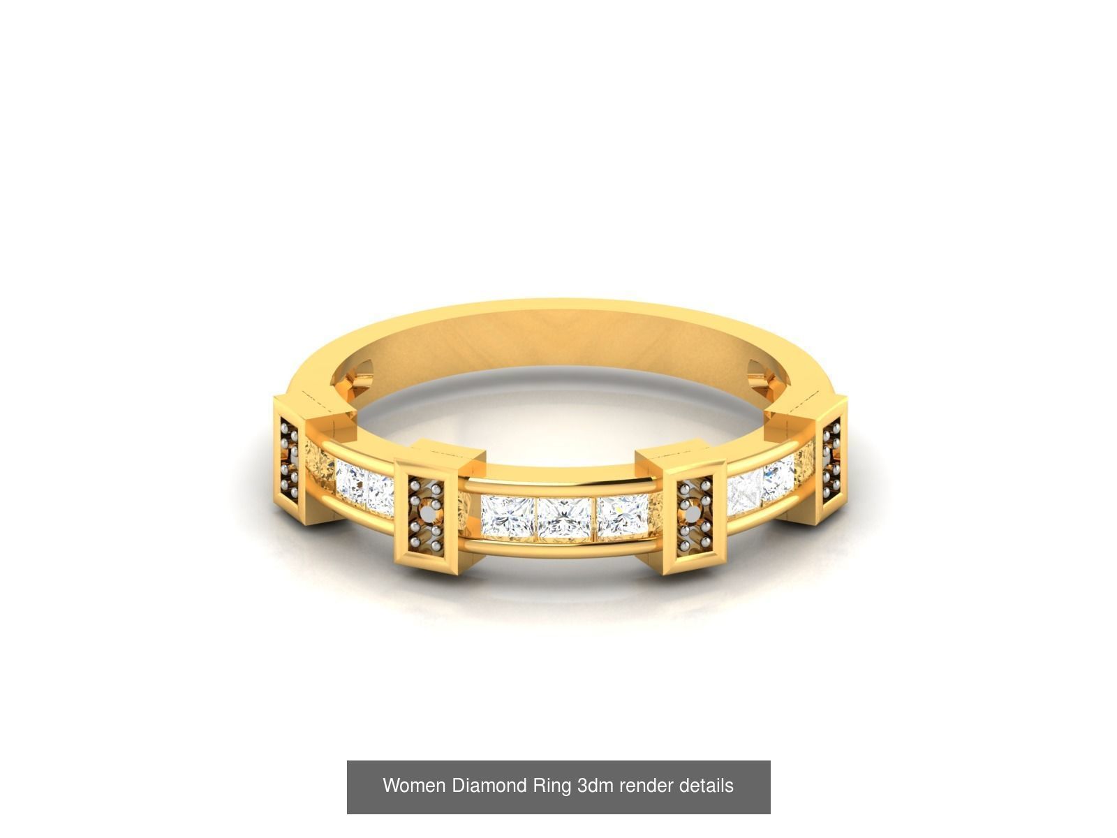 38  Band Diamond Ring 3dm stl render detail 3D Model Collection_22