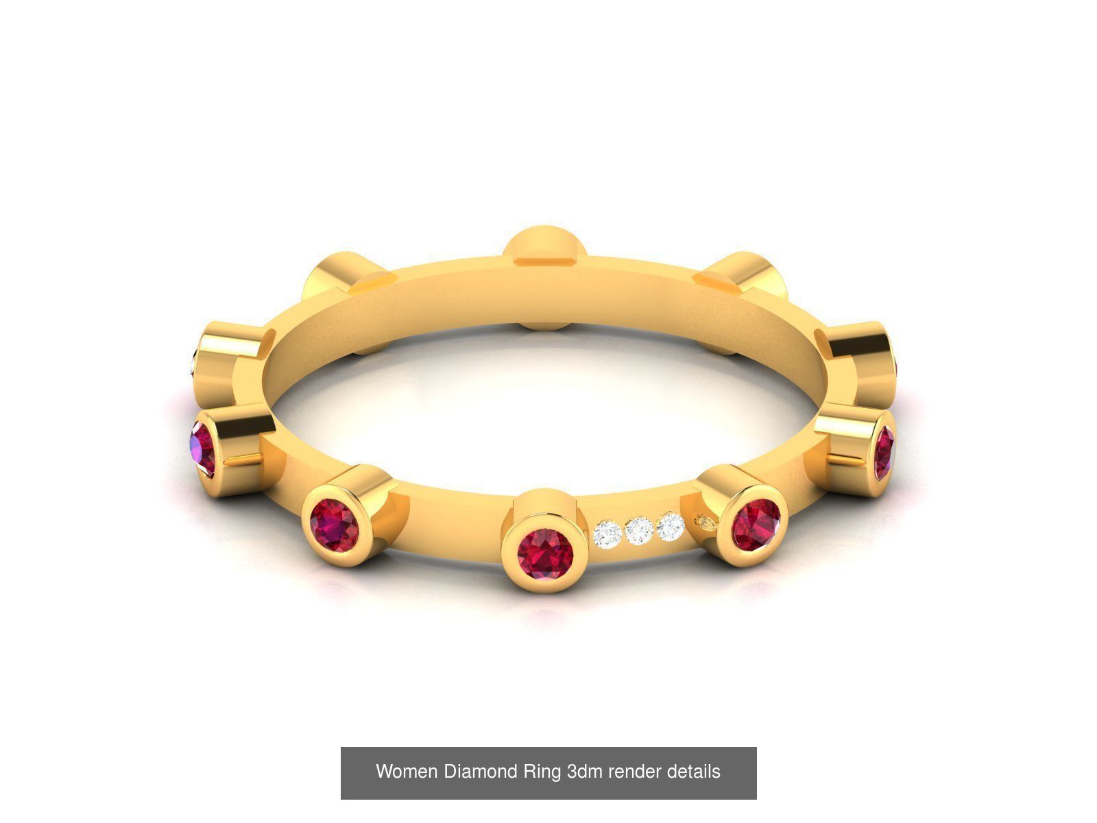 38  Band Diamond Ring 3dm stl render detail 3D Model Collection_40