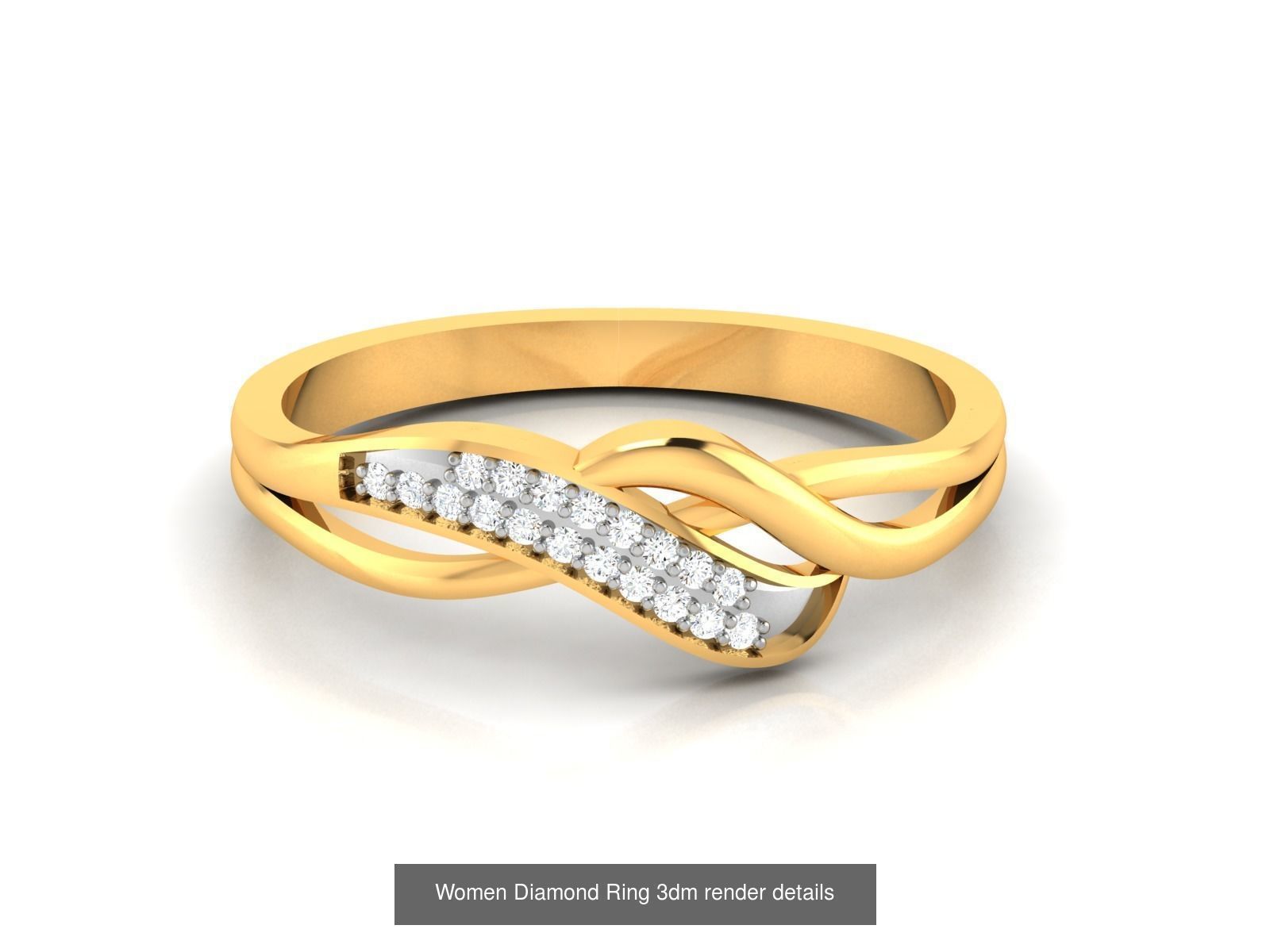 38  Band Diamond Ring 3dm stl render detail 3D Model Collection_17