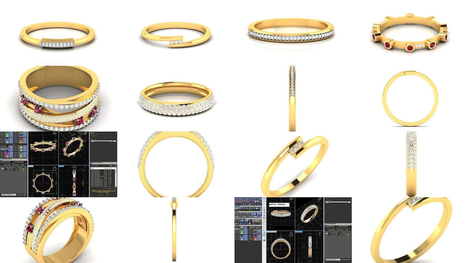 38  Band Diamond Ring 3dm stl render detail 3D Model Collection_3