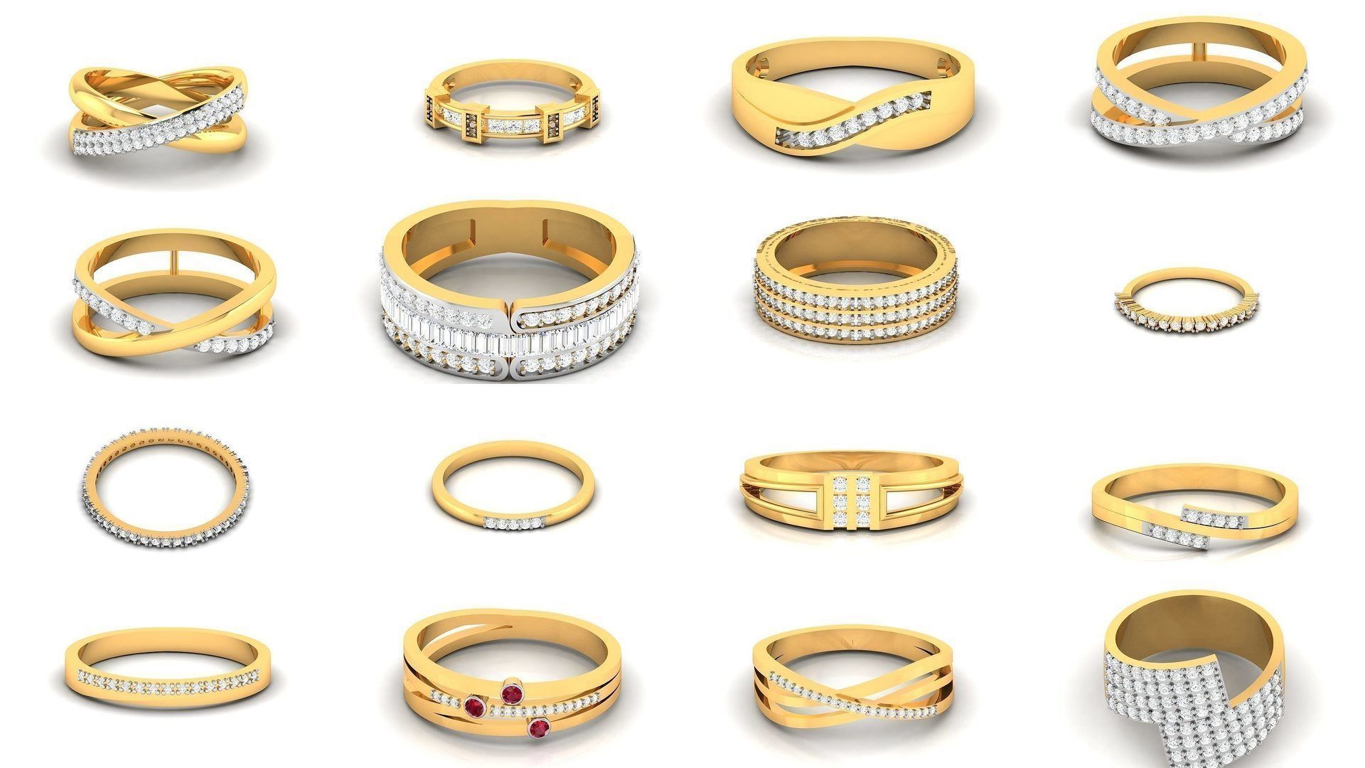 38  Band Diamond Ring 3dm stl render detail 3D Model Collection_1