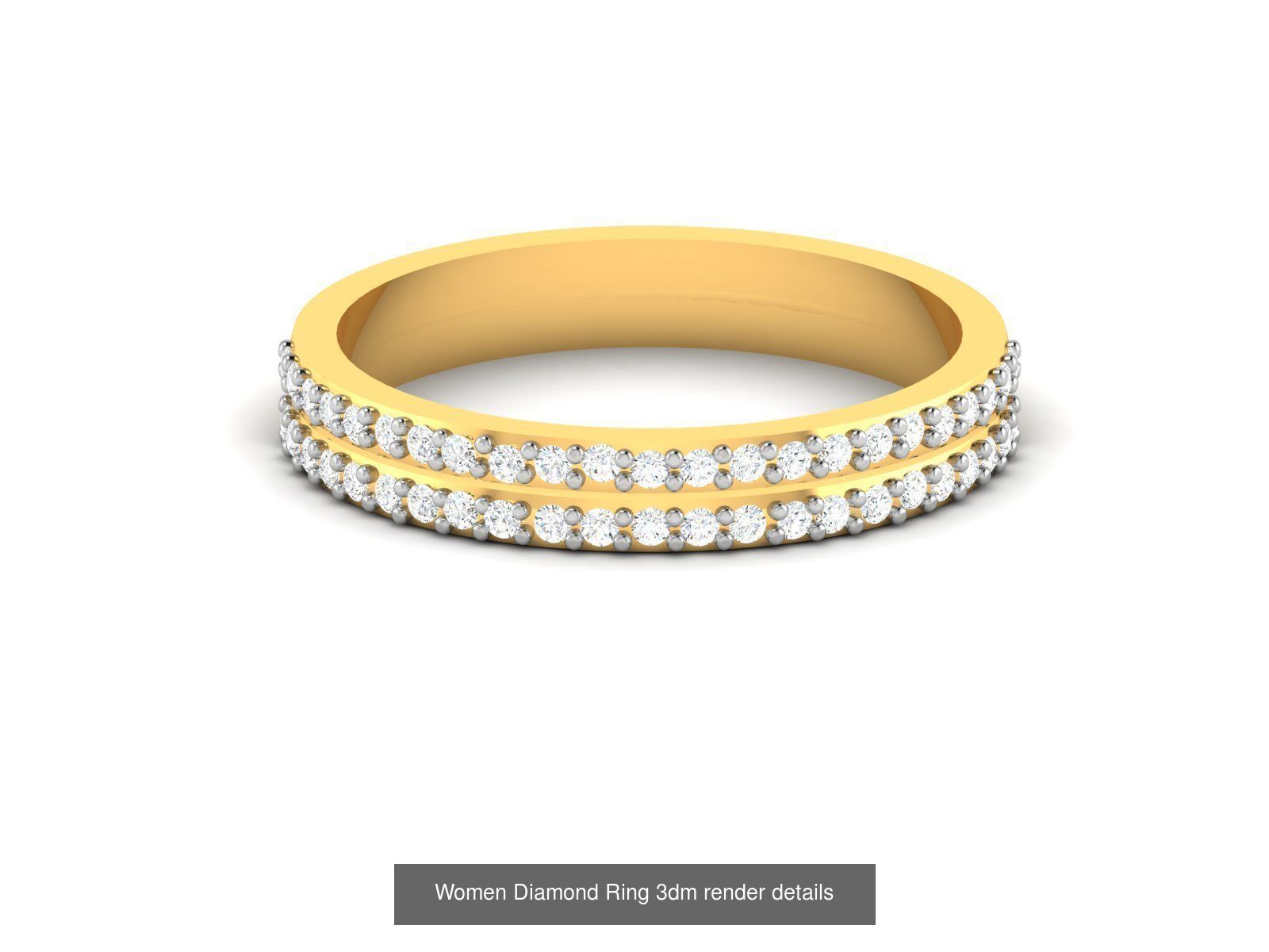 38  Band Diamond Ring 3dm stl render detail 3D Model Collection_8