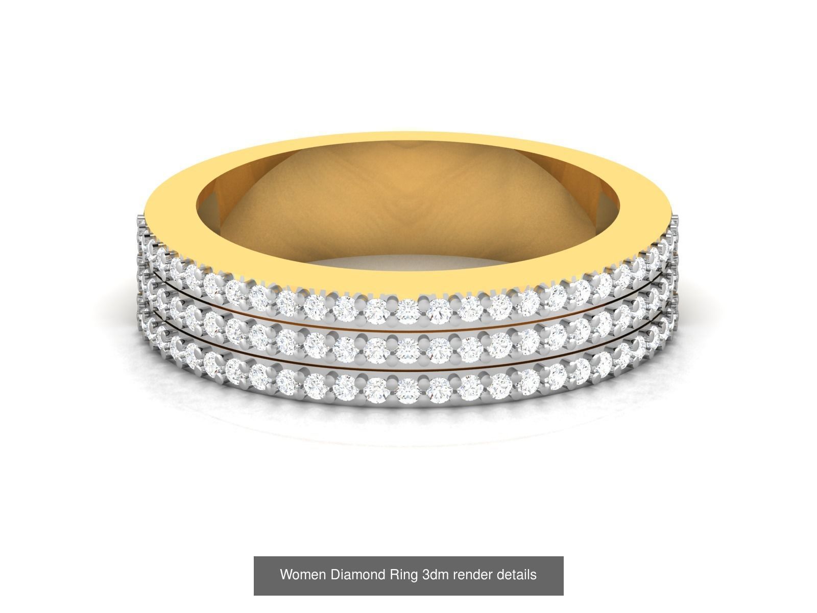 38  Band Diamond Ring 3dm stl render detail 3D Model Collection_10