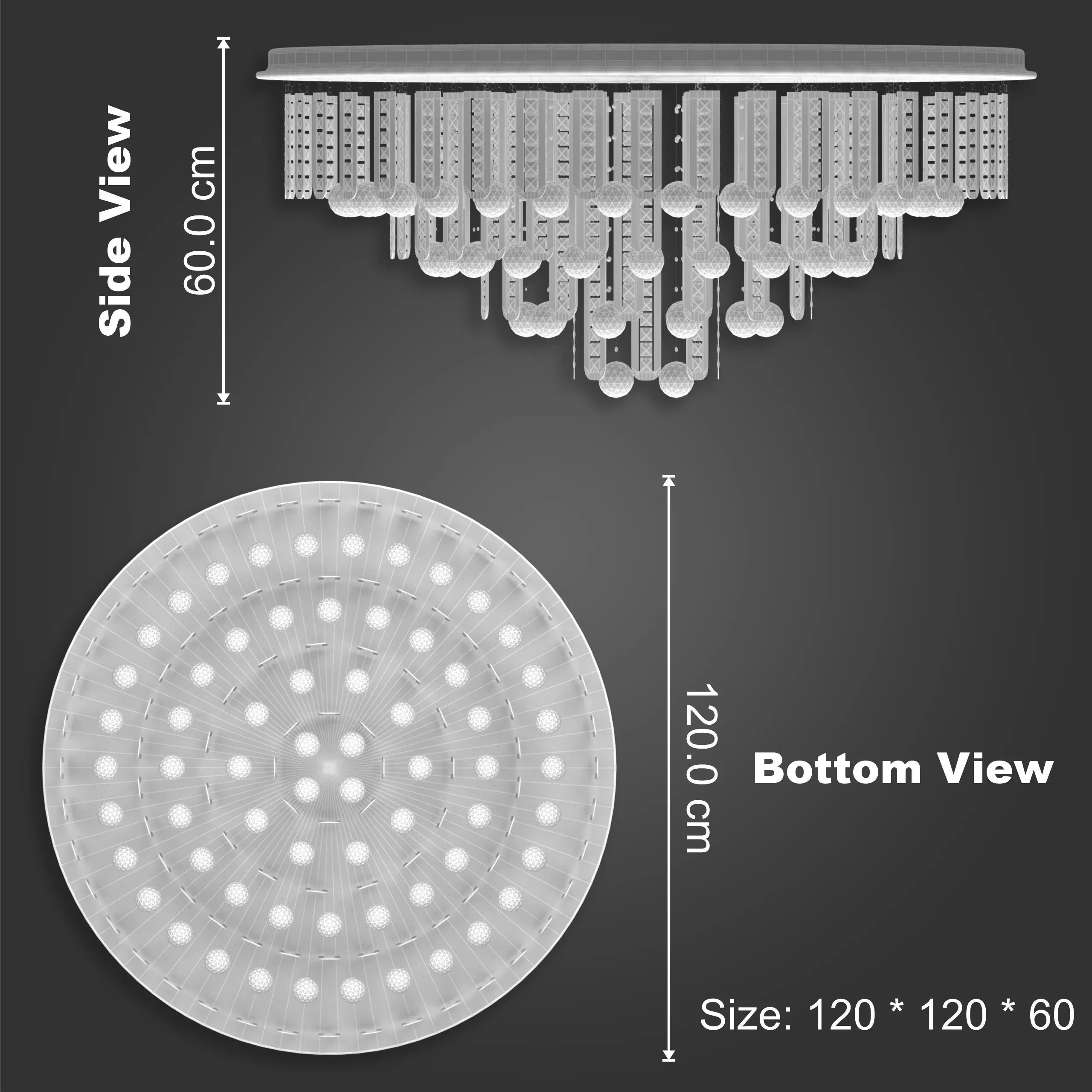 chandelier with crystals hanging from it 3D model_0