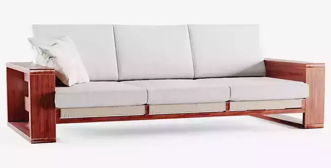 Bellagio Three Seat Sofa with Throw Pillows 3D model