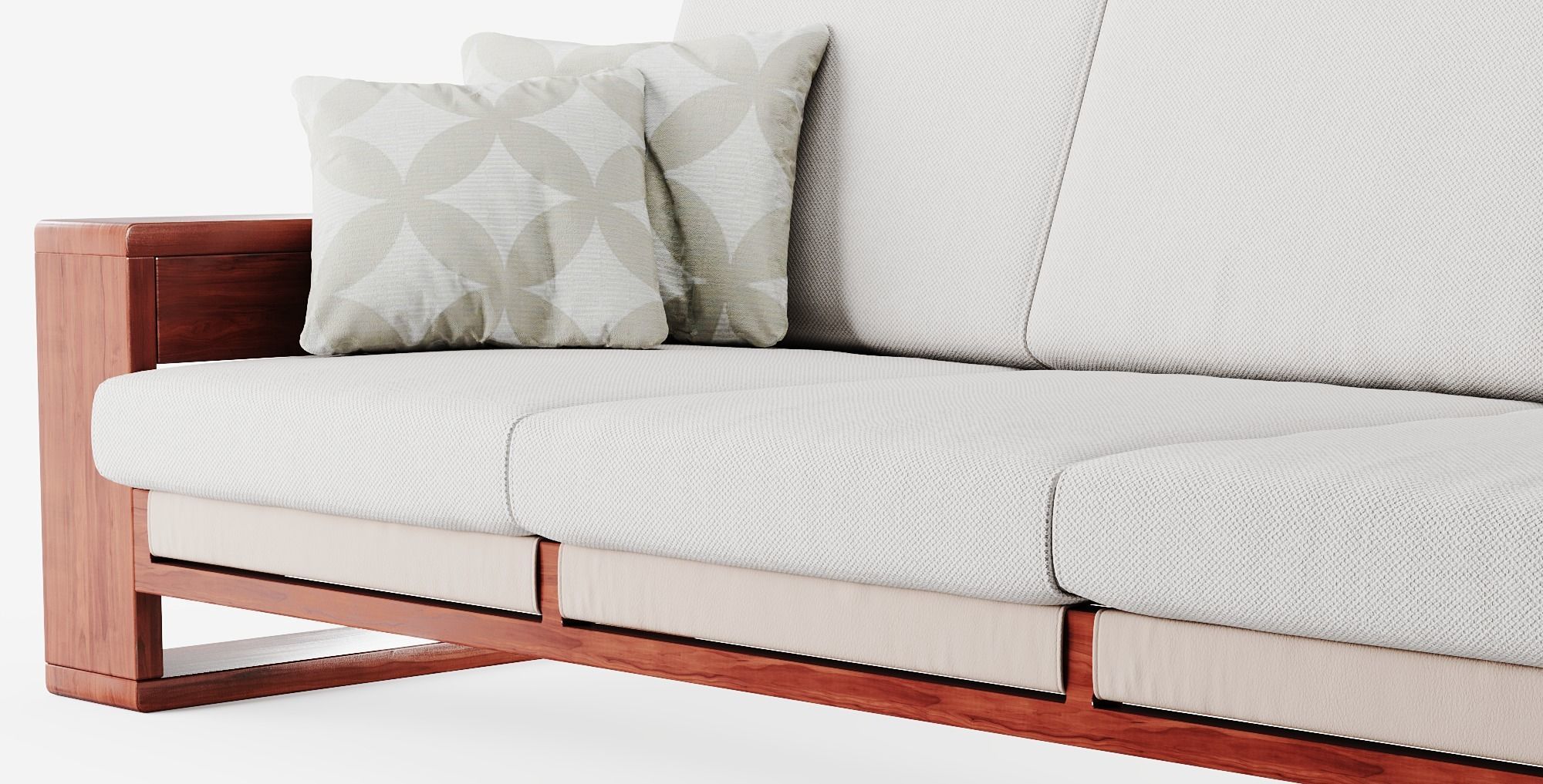 Bellagio Three Seat Sofa with Throw Pillows 3D model_3