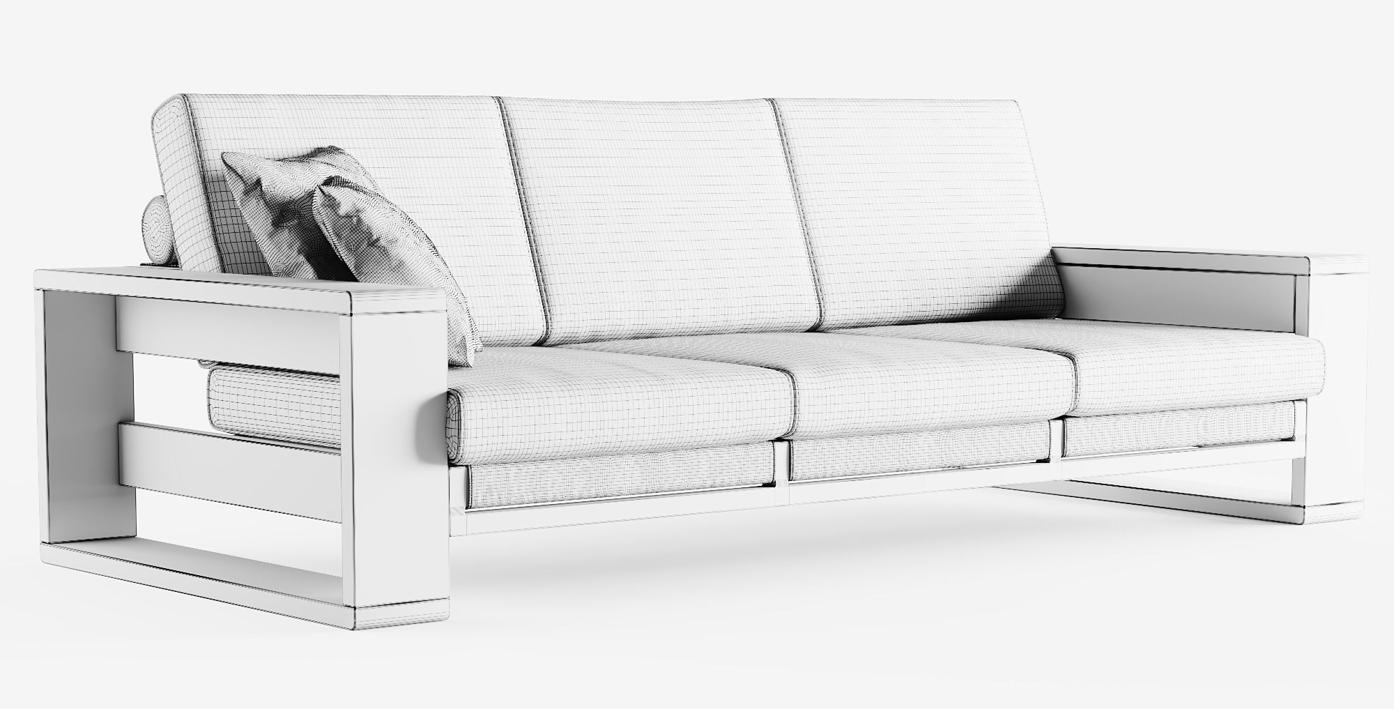 Bellagio Three Seat Sofa with Throw Pillows 3D model_6