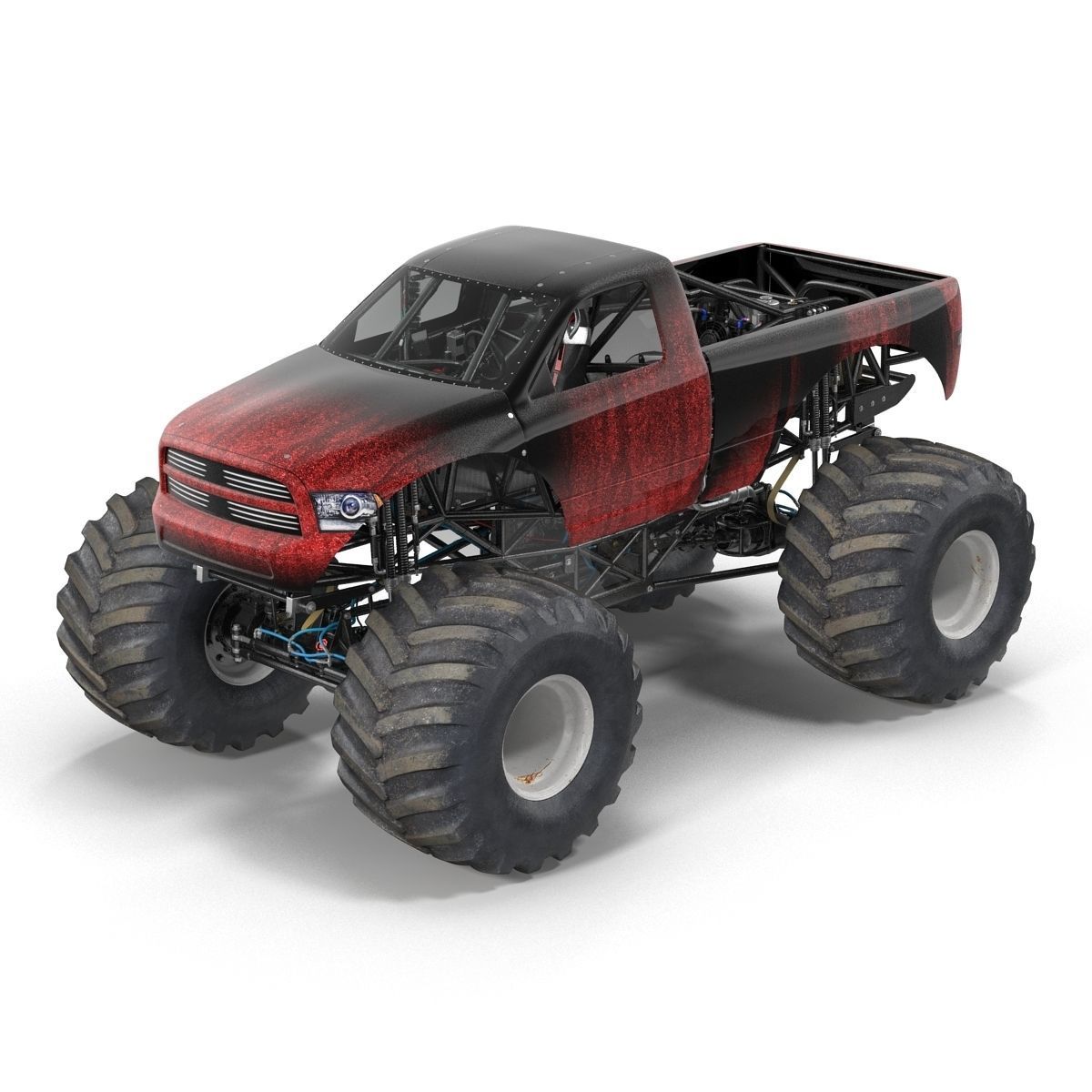 Monster Truck Generic 2 Rigged 3D model_4