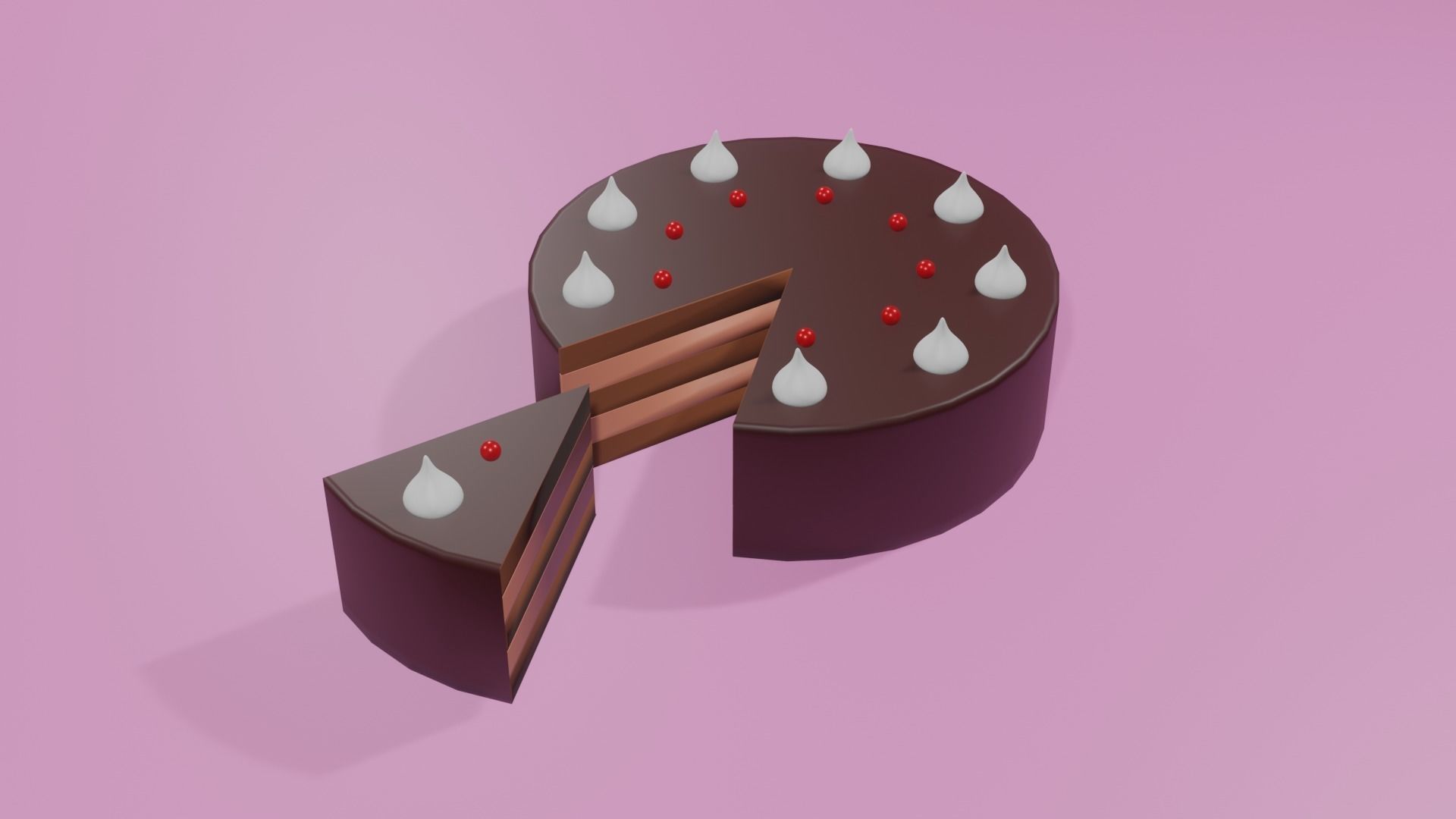 Lowpoly 3D Chocolate Cake  Low-poly 3D model_1