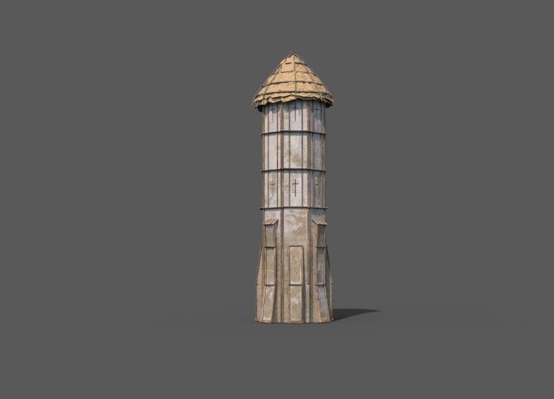 Medieval Watchtower 04 Low-poly 3D model_1