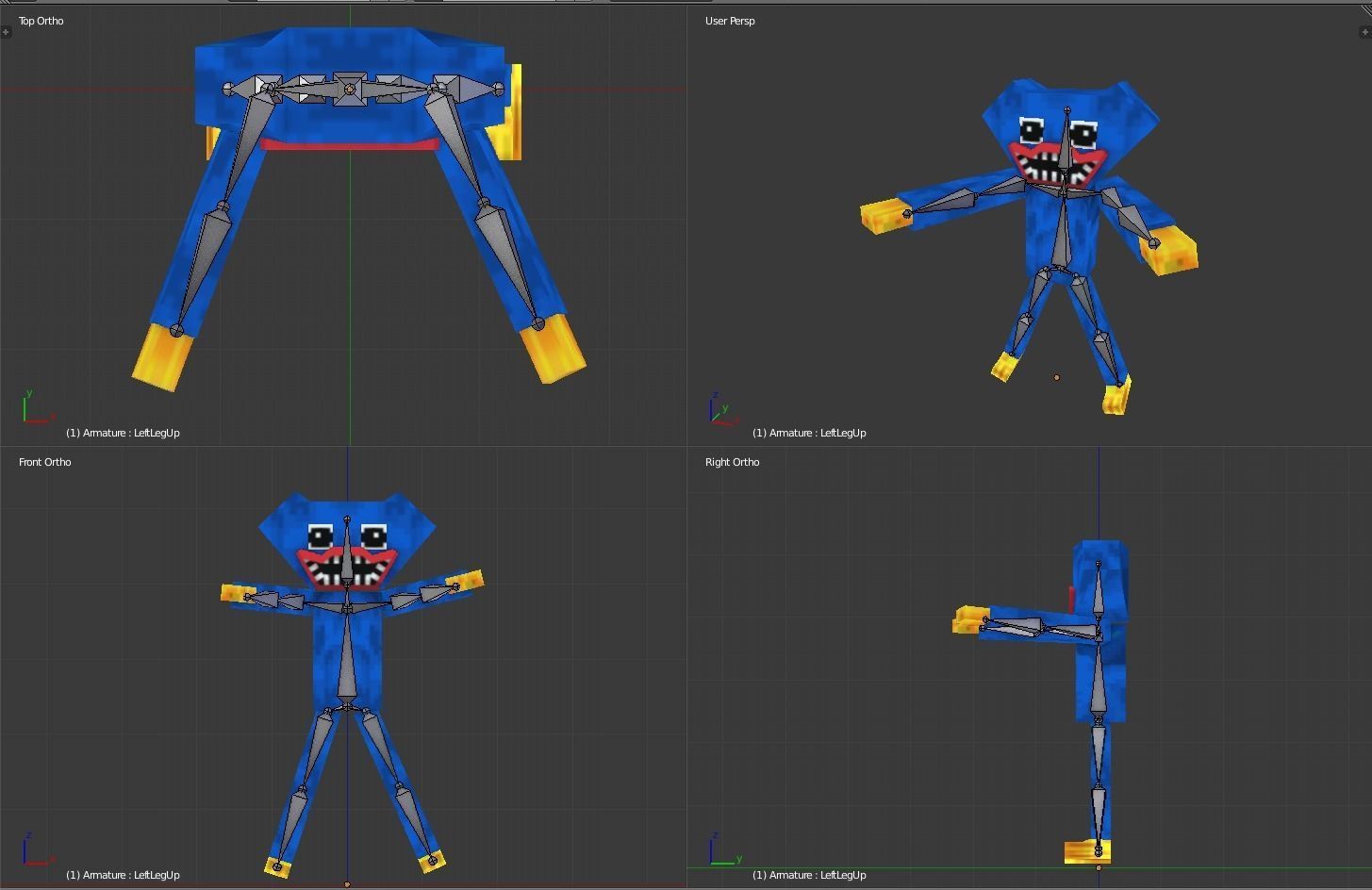 Huggy Wuggy Minecraft - Poppy Playtime Game Ready Low-poly 3D model_4