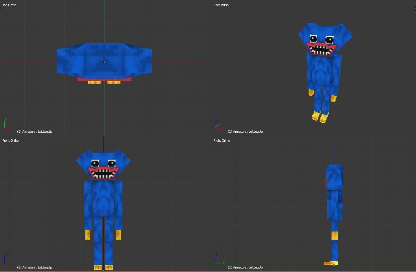 Huggy Wuggy Minecraft - Poppy Playtime Game Ready Low-poly 3D model_5