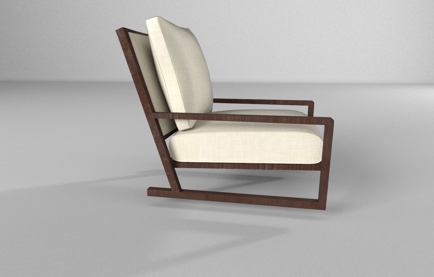 armchair chair with upholstered seat and back Low-poly 3D model_3