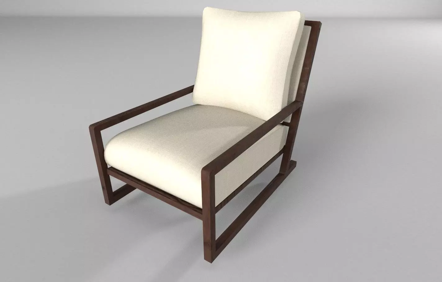 armchair chair with upholstered seat and back Low-poly 3D model_0