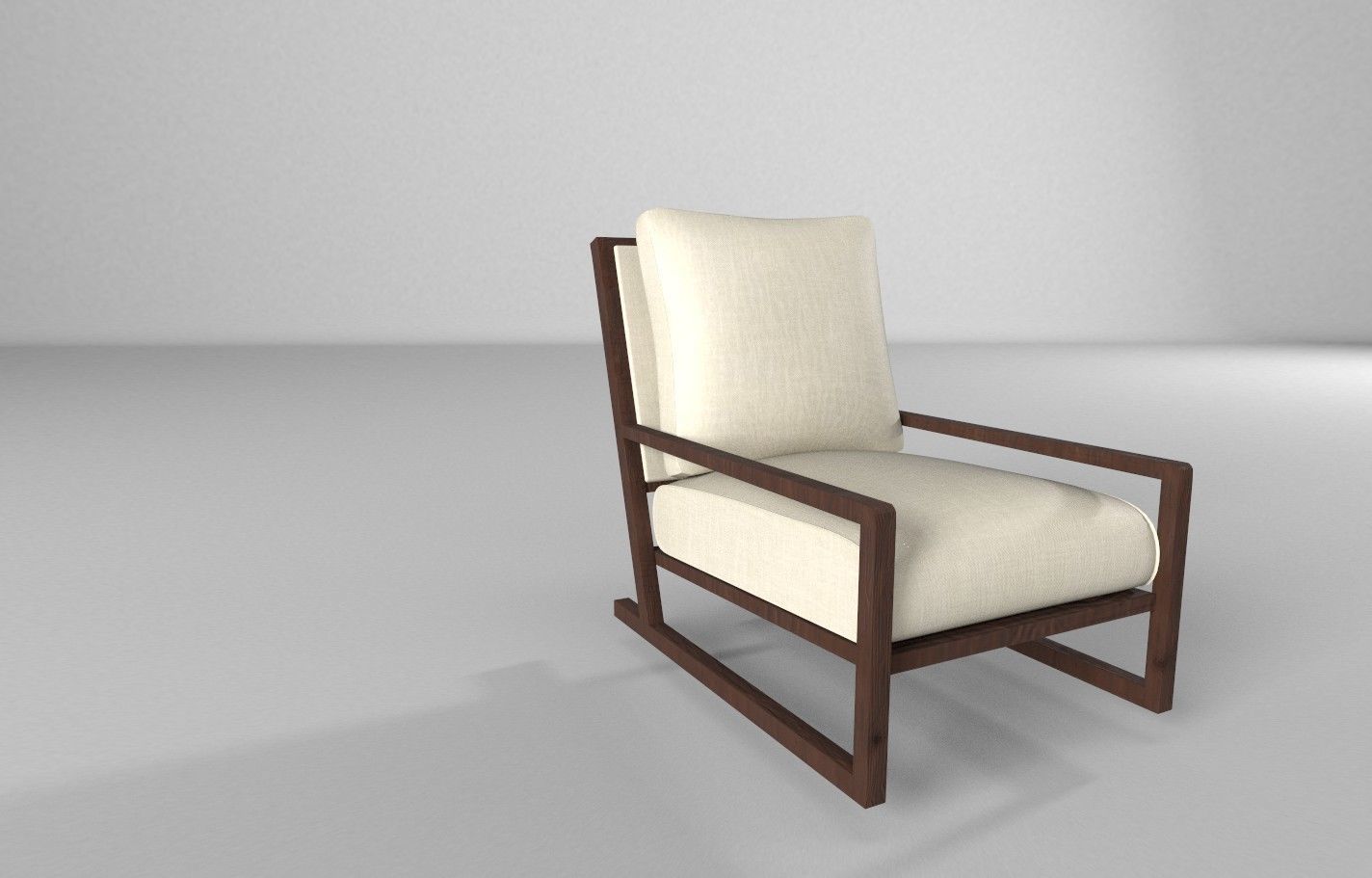 armchair chair with upholstered seat and back Low-poly 3D model_2