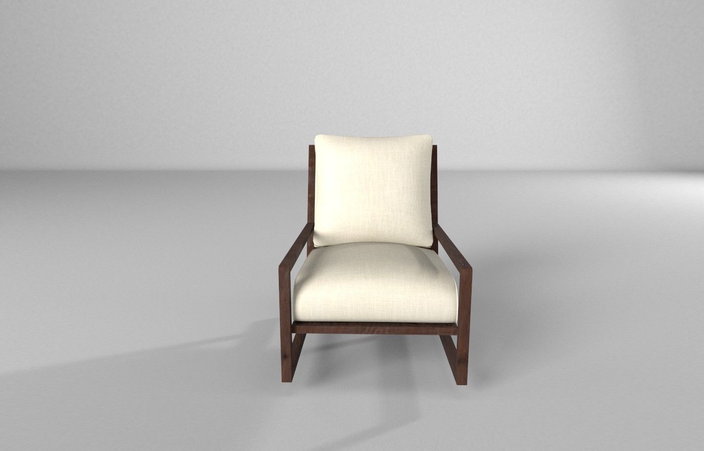 armchair chair with upholstered seat and back Low-poly 3D model_1
