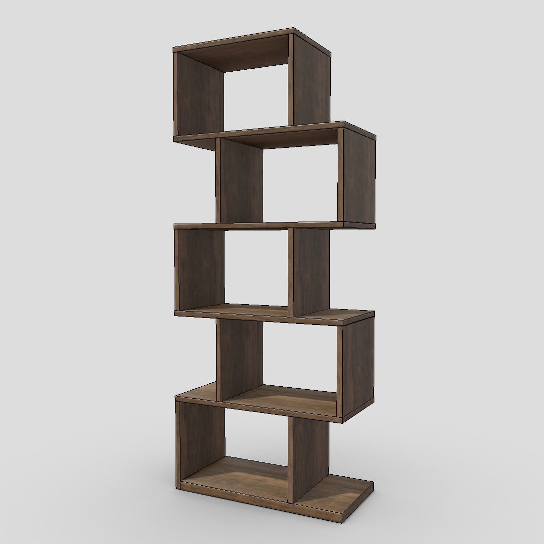 Shelf 8 wooden bookcase with four shelves Low-poly 3D model_12
