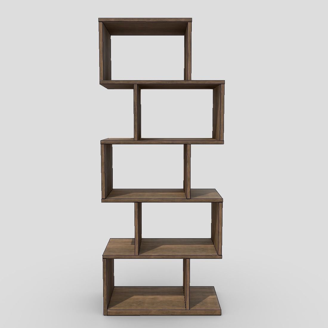 Shelf 8 wooden bookcase with four shelves Low-poly 3D model_4