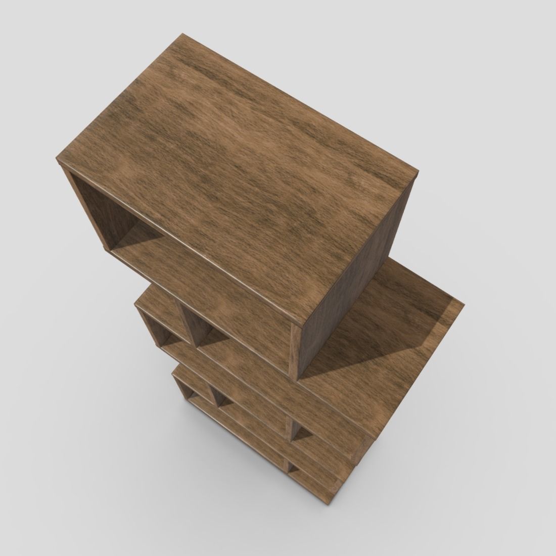 Shelf 8 wooden bookcase with four shelves Low-poly 3D model_7