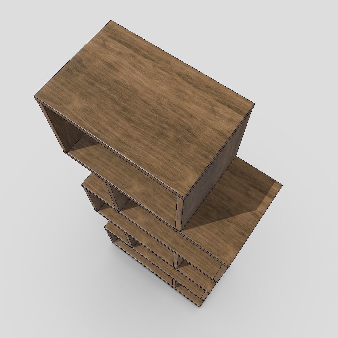 Shelf 8 wooden bookcase with four shelves Low-poly 3D model_8