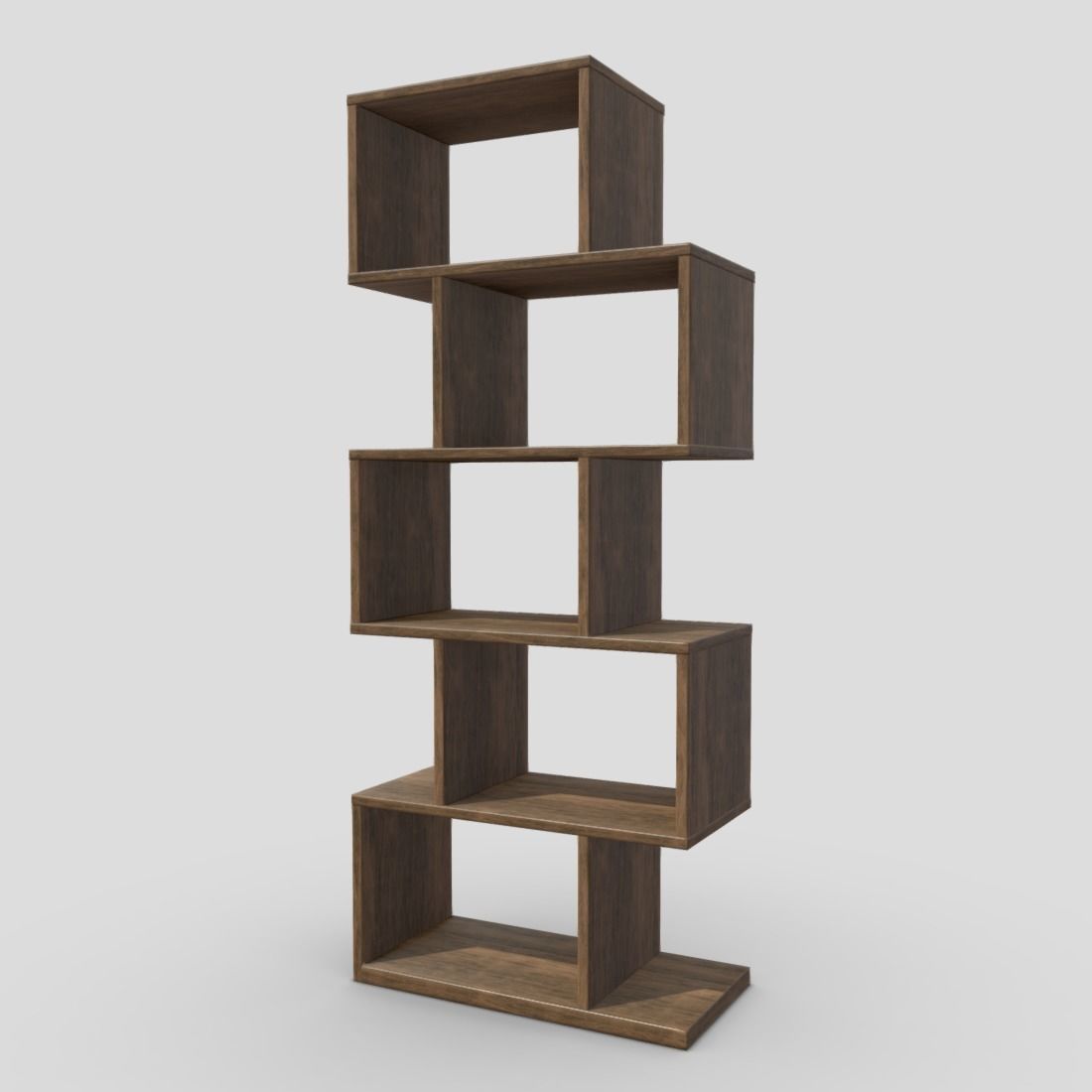 Shelf 8 wooden bookcase with four shelves Low-poly 3D model_11